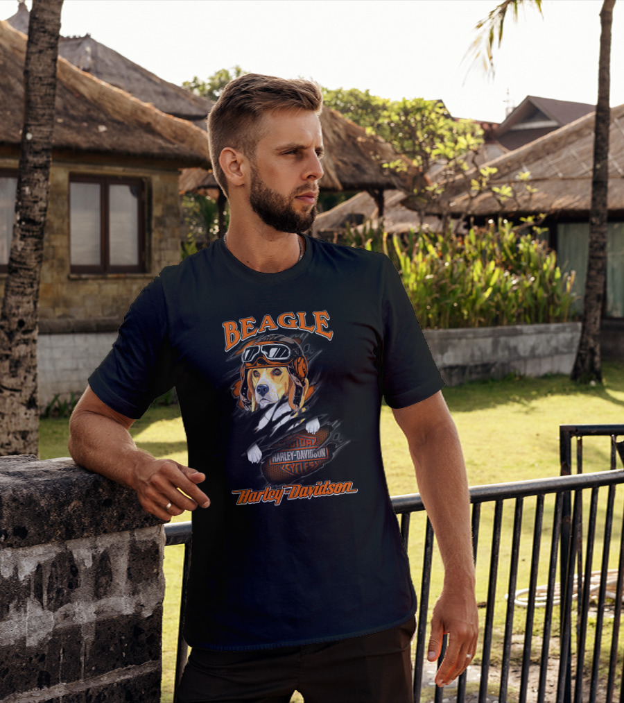 Beagle Harley Davidson Motorcycles Cycles T-Shirt