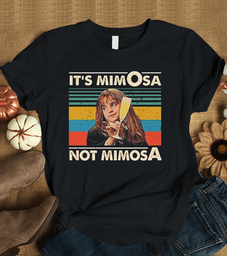 IT'S MIMOSA NOT MIMOSA Retro Stripes Girl Holding Glass T-Shirt