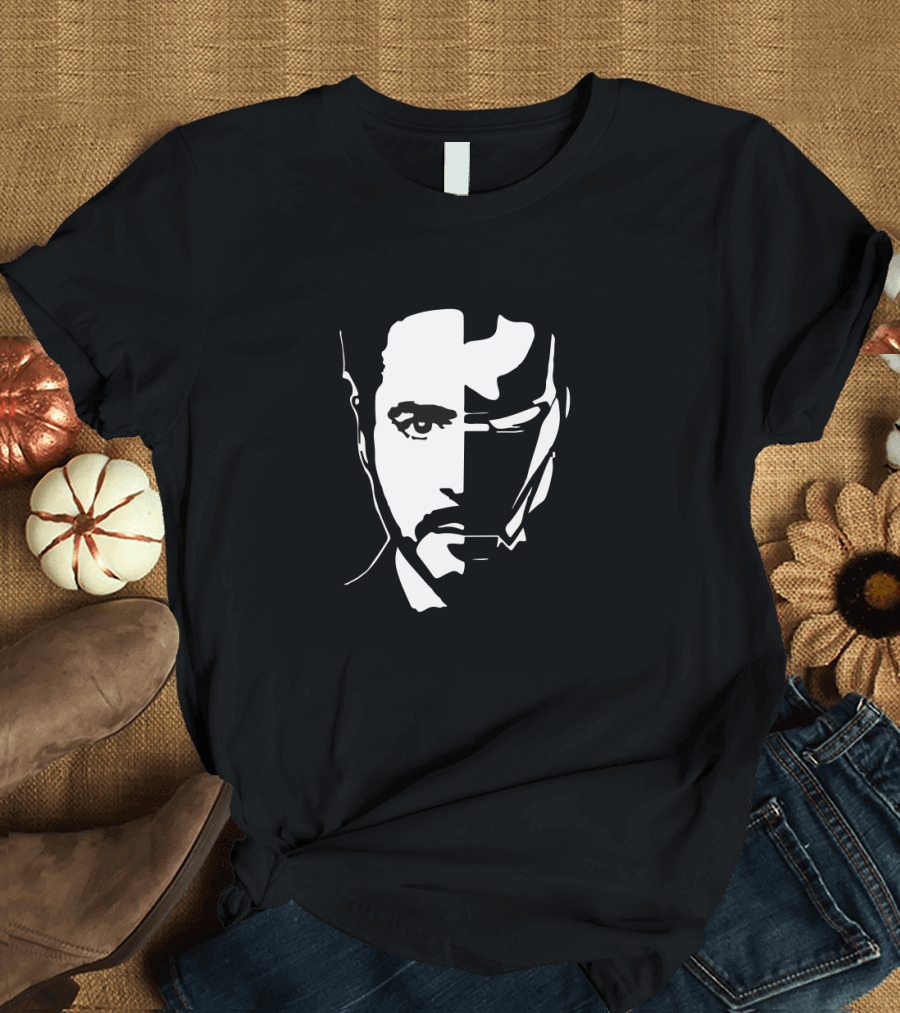 Iron Face Stark Split Hero Mask T-Shirt