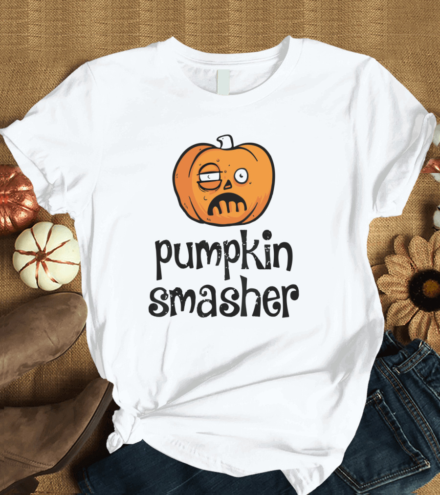 Pumpkin Smasher Funny Jack-O'-Lantern Face T-Shirt