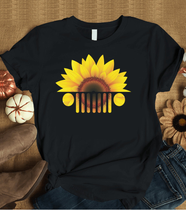 T-Shirt: Sunflower Jeep Grille Emblem Blossoms T-Shirt Sunflower Jeep Grille Emblem Blossoms T-Shirt
