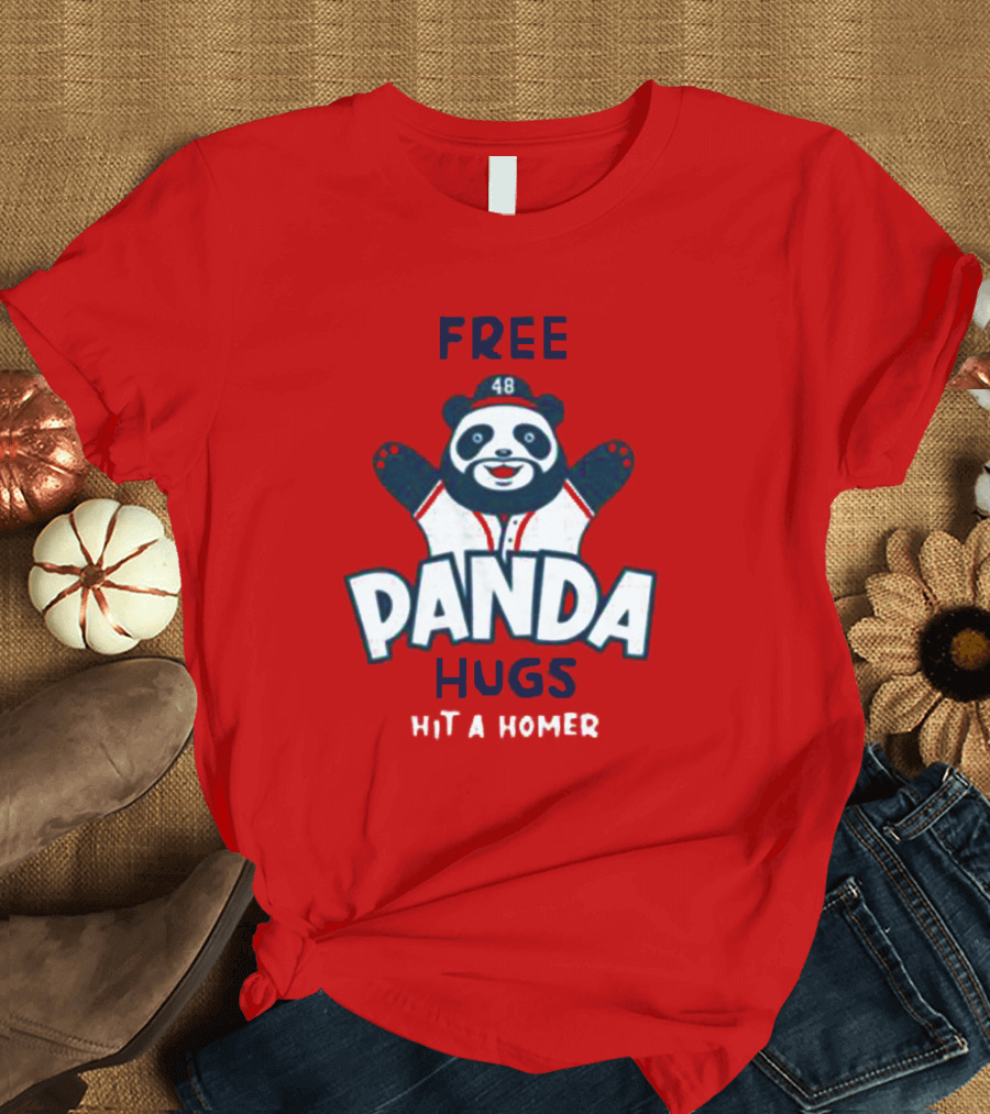 Free Panda Hugs Hit A Homer 48 Baseball Jersey T-Shirt