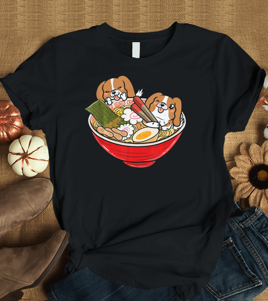 Cavalier King Charles Spaniel Kawaii Japanese Ramen Bowl T-Shirt