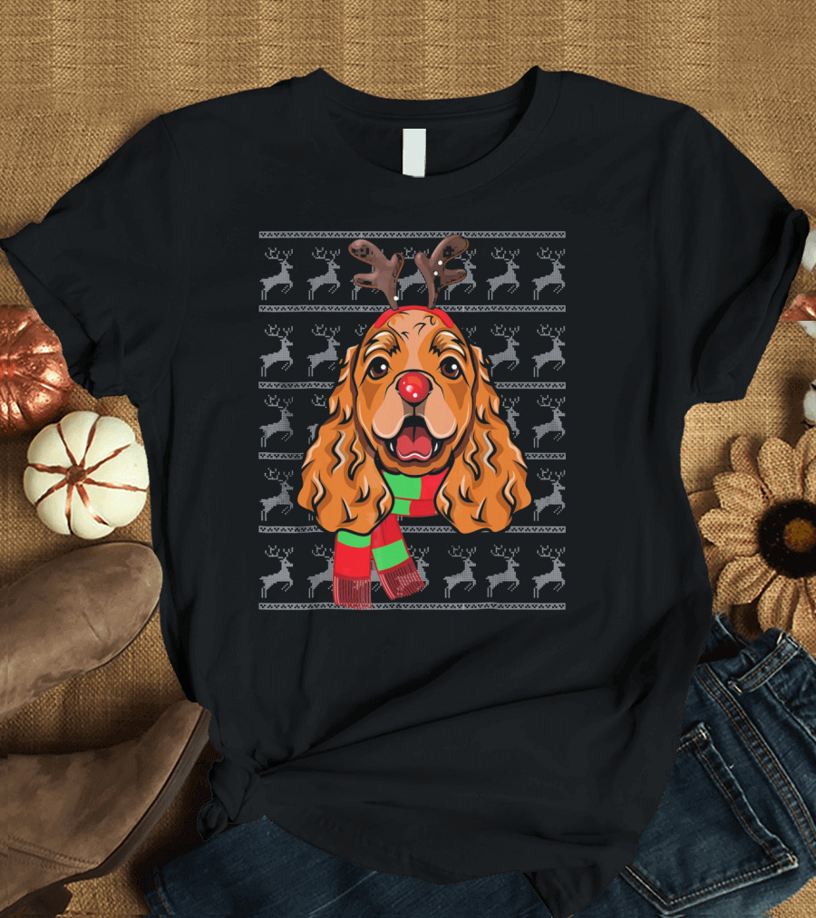 Cocker Spaniel Reindeer Holiday T-Shirt