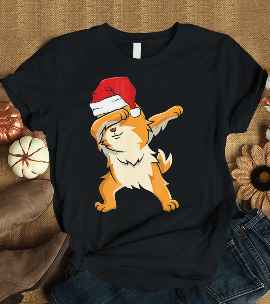 Dabbing Pomeranian with Santa Hat T-Shirt