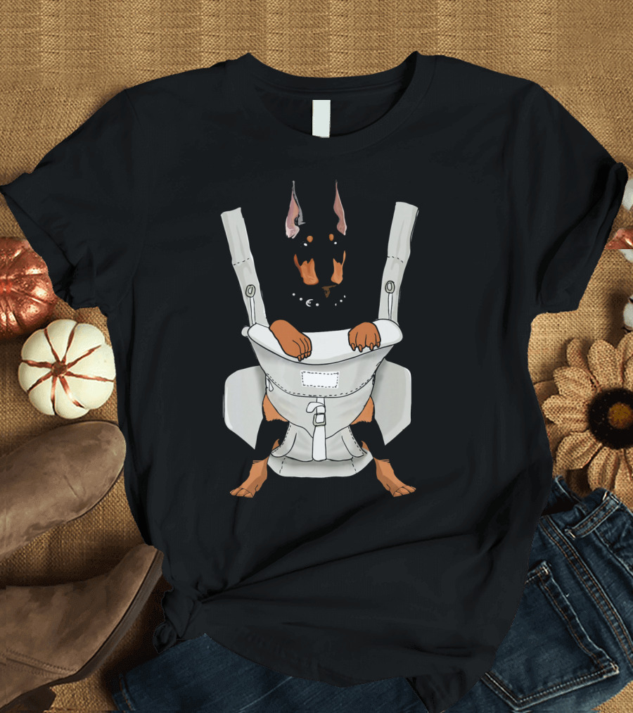 Carrier Doberman with Cartoon Baby Harness T-Shirt