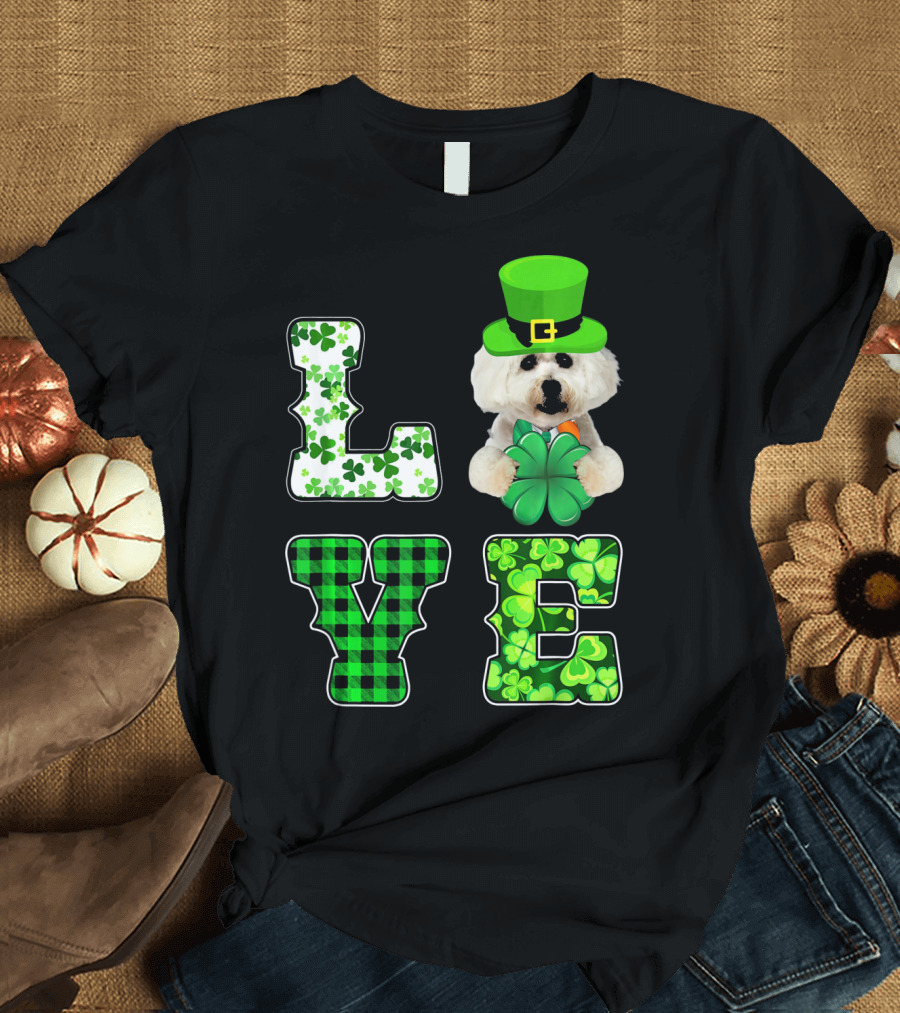 Funny St Patricks Day Maltese Love Shamrock Clovers T-Shirt