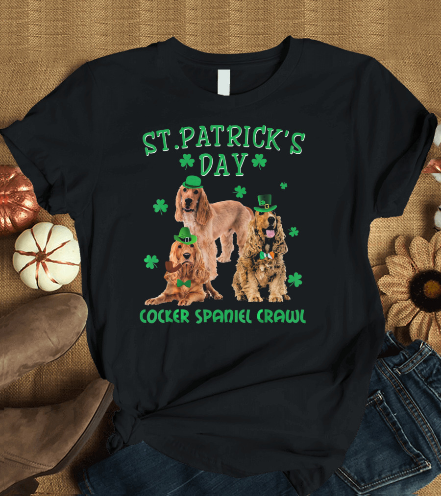 St. Patrick's Day Cocker Spaniel Crawl T-Shirt