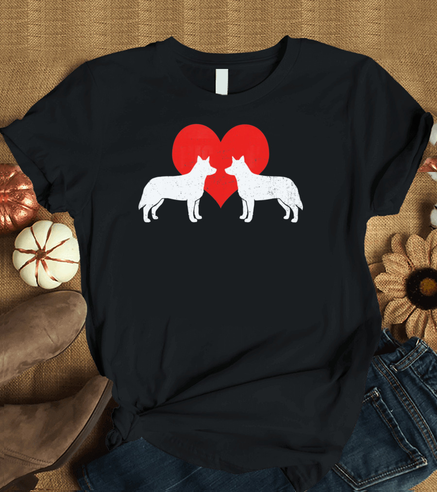 Australian Blue Heeler Heart Silhouette Valenti T-Shirt