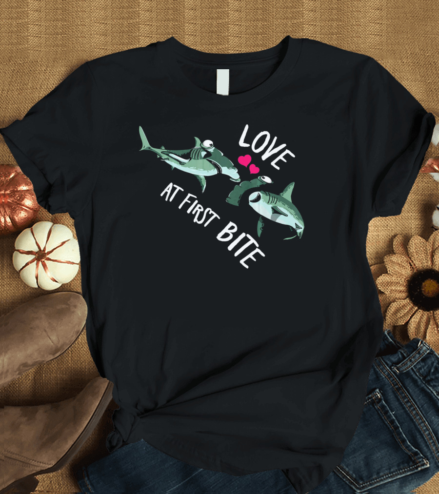 Boys Valentines Day Love at First Bite Shark Valent T-Shirt