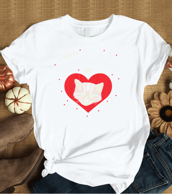 T-Shirt: Happy Meowlentines Day Cat Heart Paws T-Shirt Happy Meowlentines Day Cat Heart Paws T-Shirt