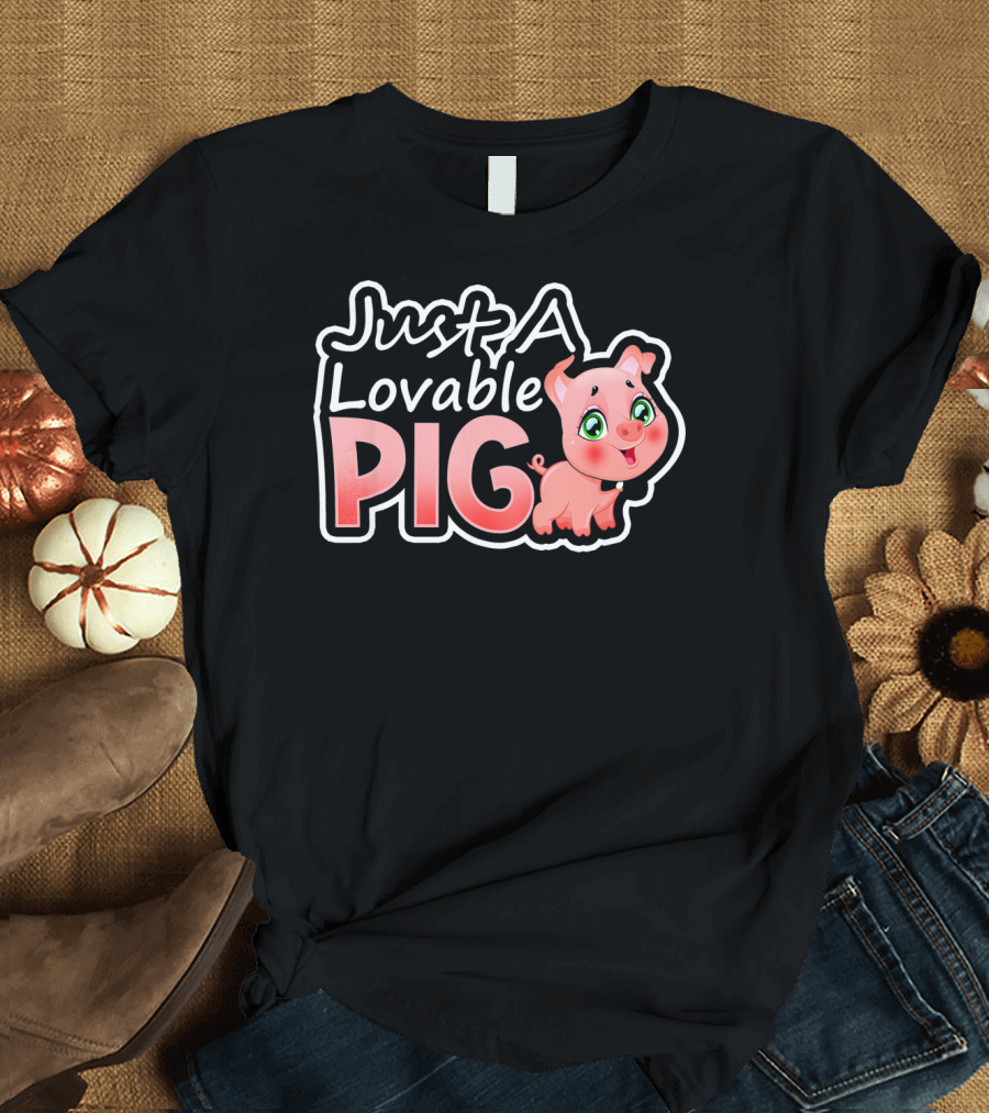 Just A Lovable Pig Cute Couple Valentines Day T-Shirt
