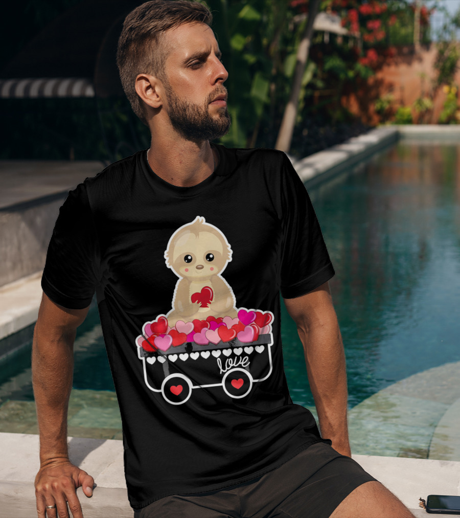 Valentine's Day Love Sloth With Heart Cart T-Shirt