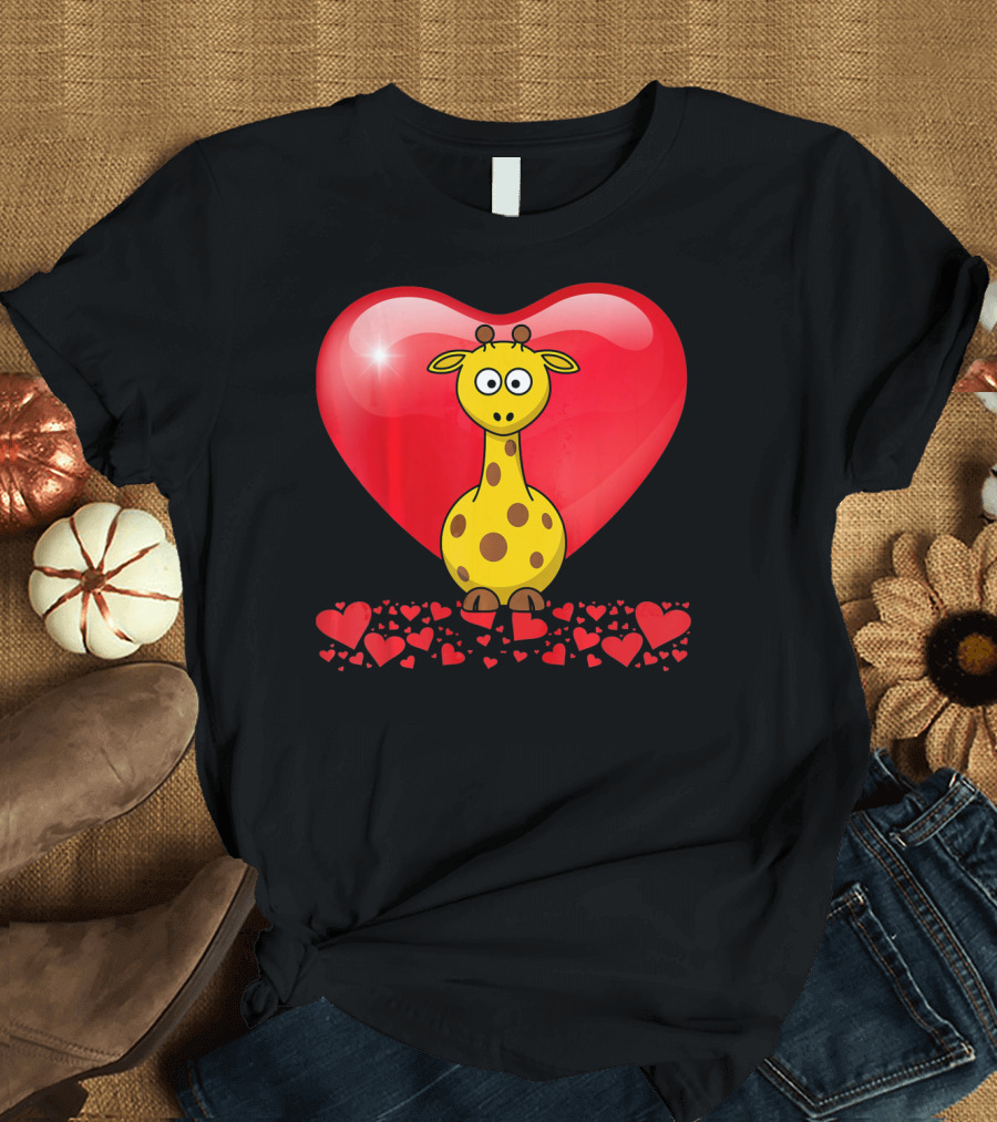 Cute Valentine's Day Heart Giraffe Valentin T-Shirt