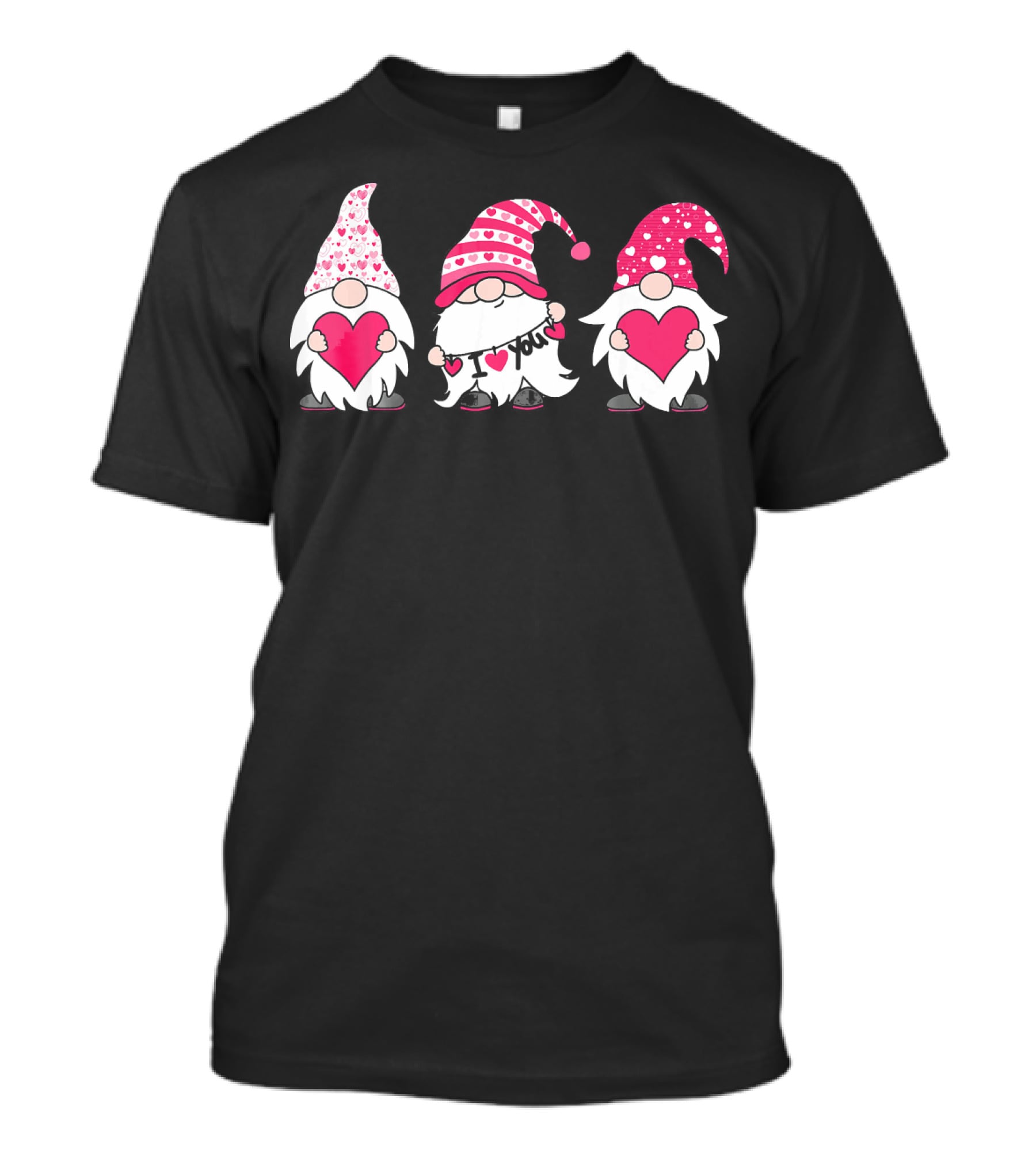 Cute Three Gnomes Holding I Love You Hearts T-Shirt