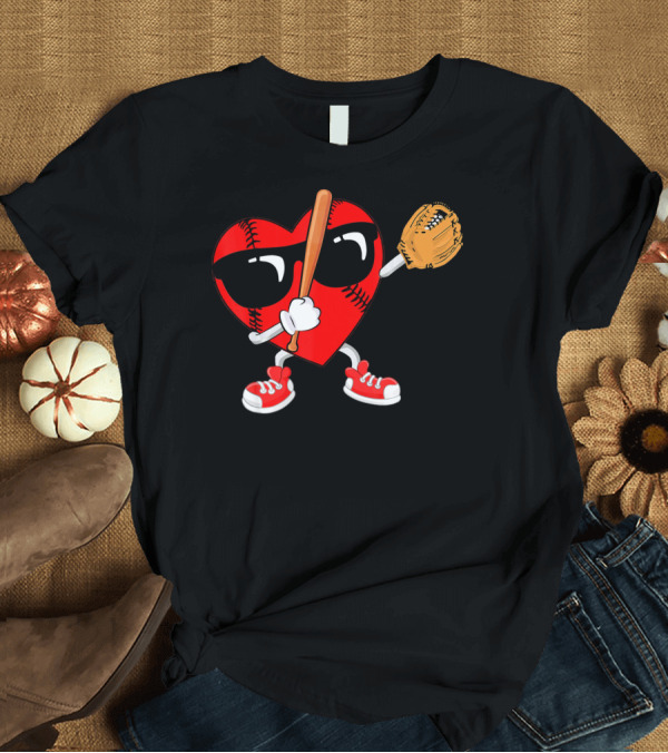 T-Shirt: Dabbing Heart Baseball Love Valentines Sunglasses and Sneakers T-Shirt Dabbing Heart Baseball Love Valentines Sunglasses and Sneakers T-Shirt