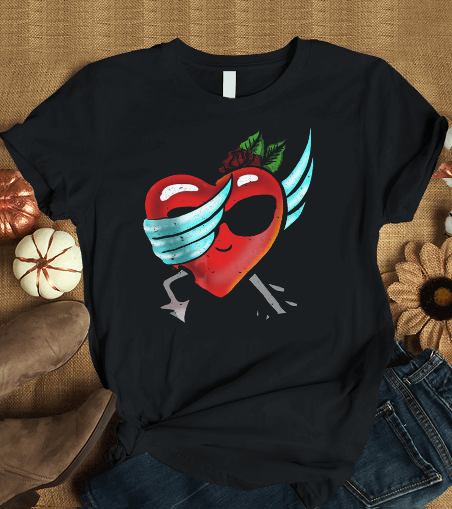 Playful Dabbing Heart with Wings Funny Valentines Day T-Shirt