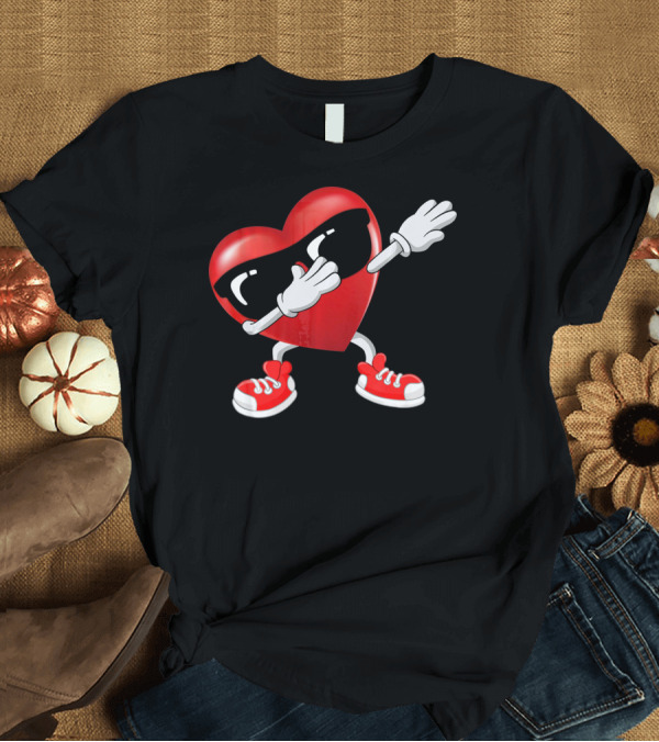 T-Shirt: Dabbing Heart Sunglasses Valentines Day Boy T-Shirt Dabbing Heart Sunglasses Valentines Day Boy T-Shirt