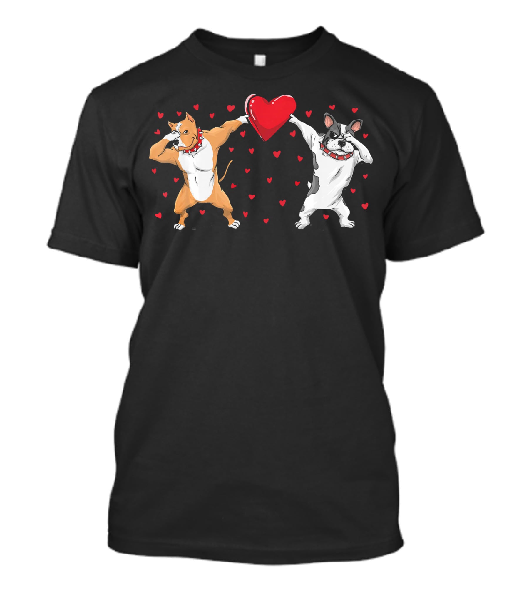 Pitbull Bulldog Dabbing With Heart Valentines T-Shirt