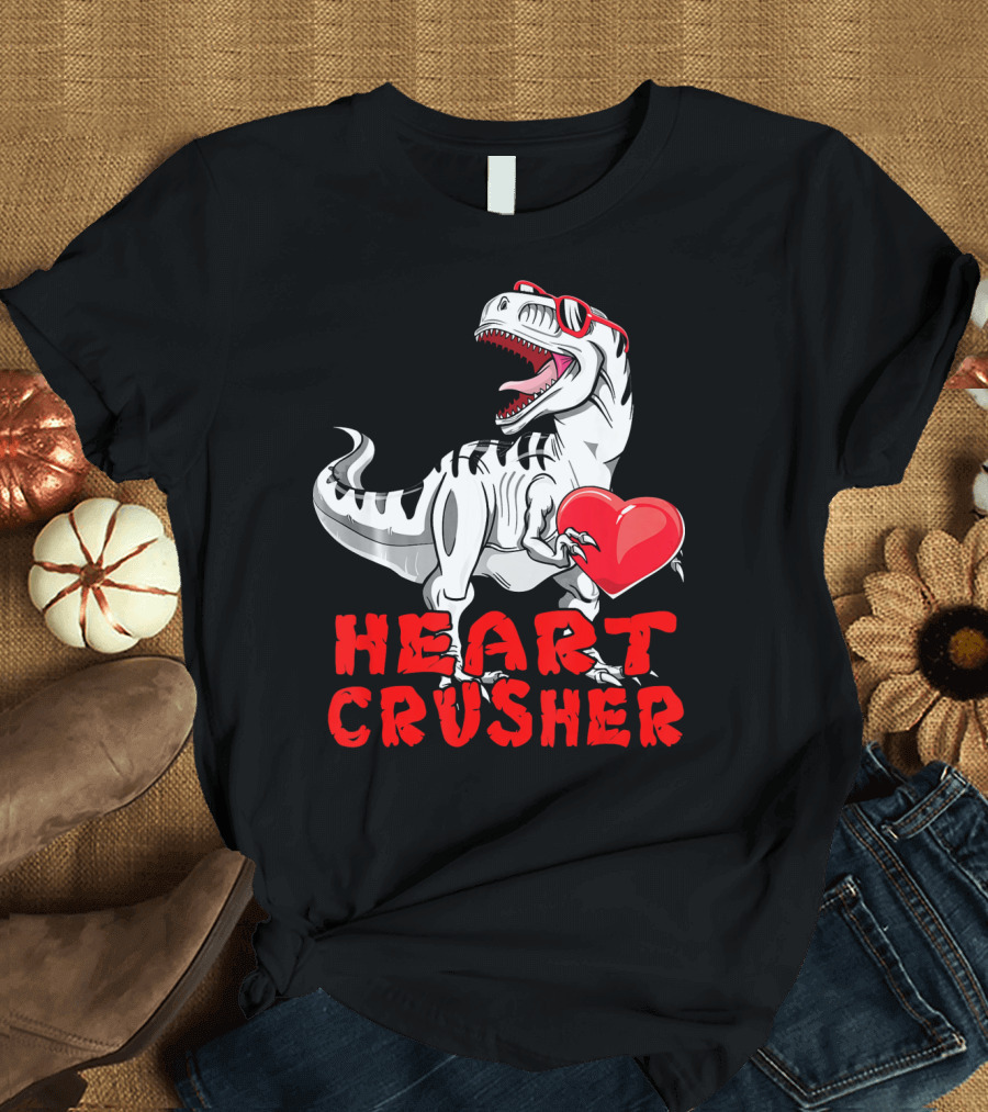 Dinosaur Valentines Day Heart Crusher T-Shirt