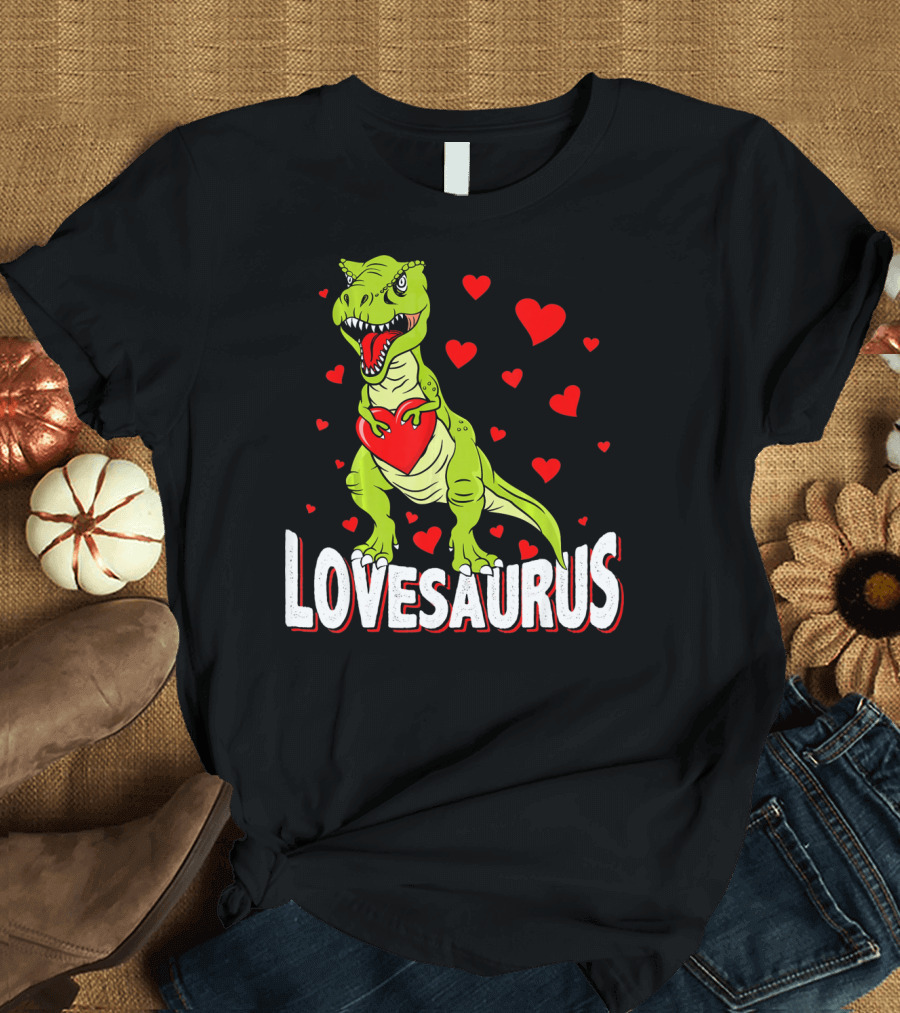 Lovesaurus Dinosaur Valentine Day Hearts T-Shirt