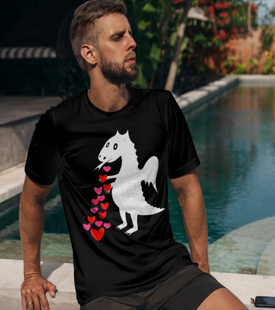 Dragon Spitting Love Hearts Anti Valentine's Day T-Shirt
