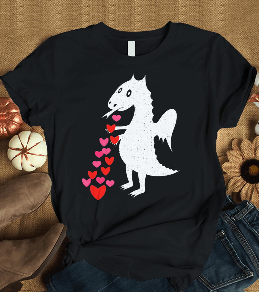 Dragon Spitting Love Hearts Anti Valentine's Day T-Shirt