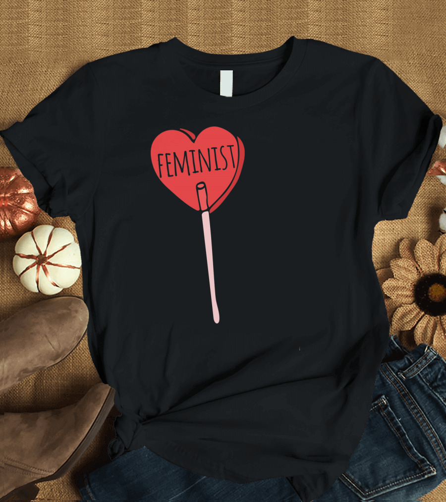 Feminist Red Heart Lollipop Valentine Sucker T-Shirt