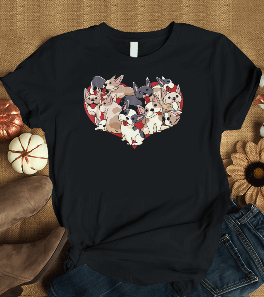 French Bulldog Heart Dog Frenchi Puppy Pack T-Shirt