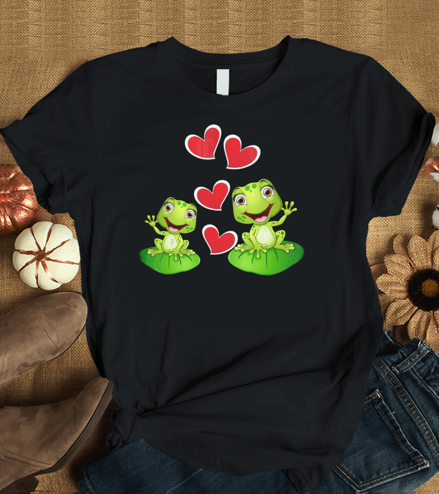 Frog Heart Valentine Day Animal Cute Frogs with Hearts T-Shirt