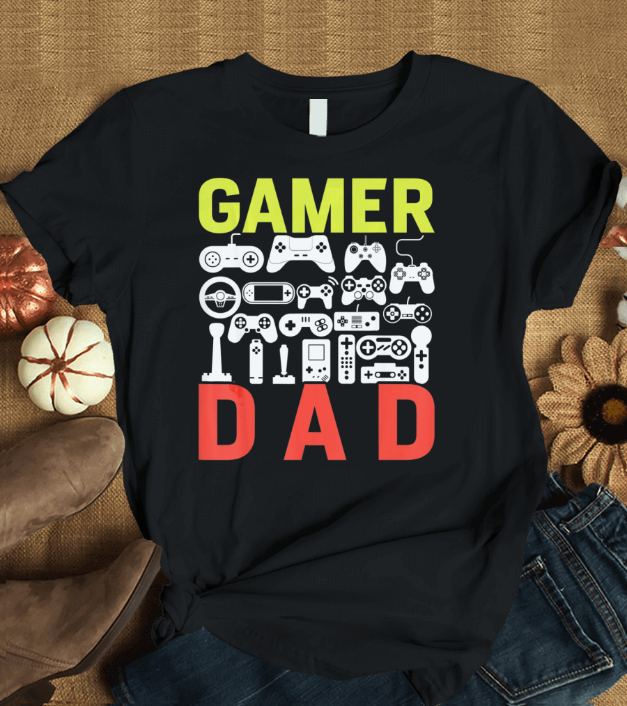 Gamer Dad Vintage Controller Collection Funny Birthday T-Shirt