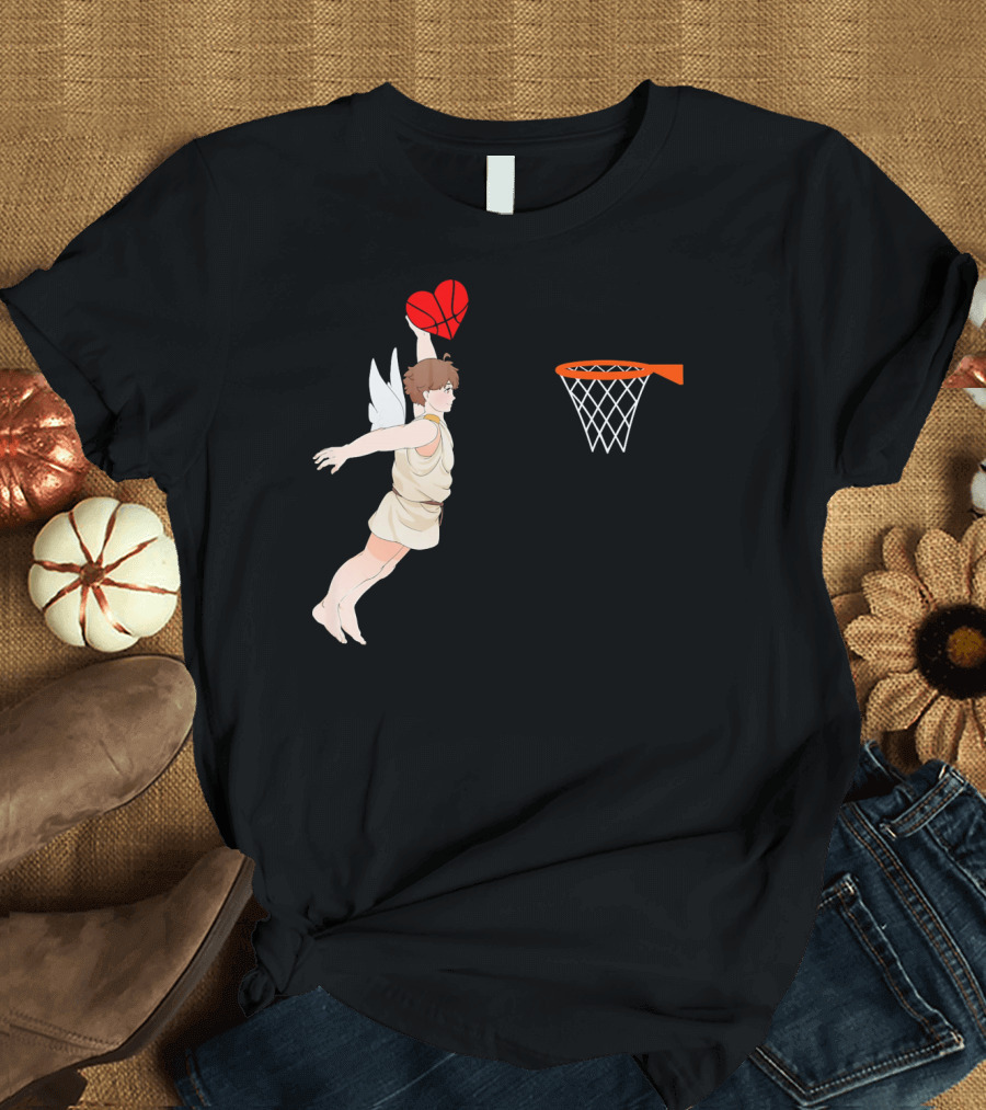 Cupid Dunking Heart Basketball Valentines Day for Bas T-Shirt