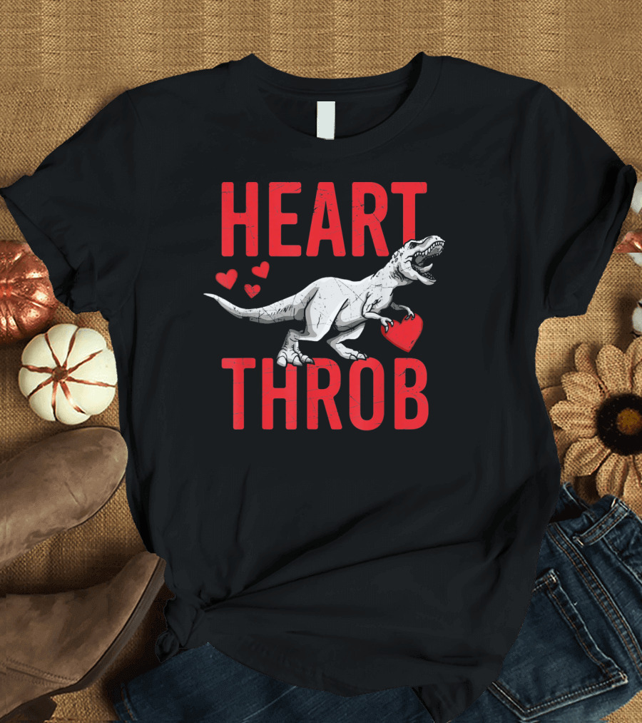 Funny Dinosaur Valentine's Day Heart Throb T-Rex with Hearts T-Shirt
