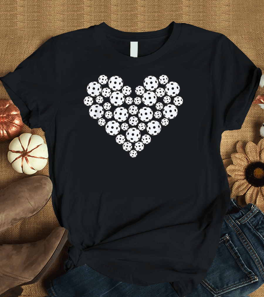 Funny Pickleball Love Heart Shape Valentine T-Shirt