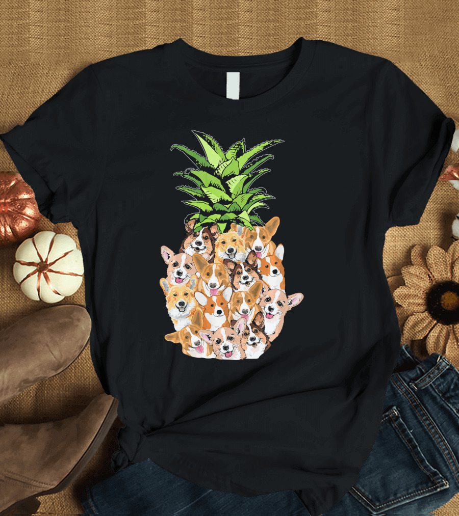 Funny Pineapple Corgi Valentine's Birthday T-Shirt