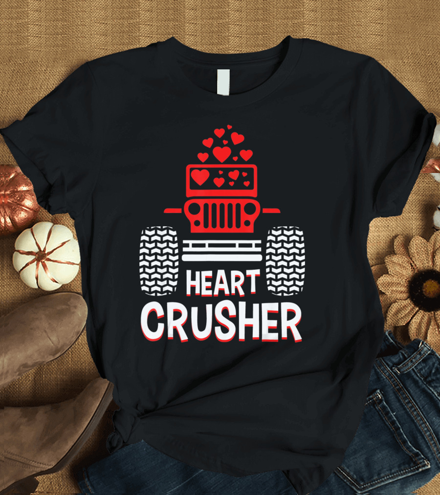 Heart Crusher Jeep Girl Heart Shape Vale Tire Tracks T-Shirt