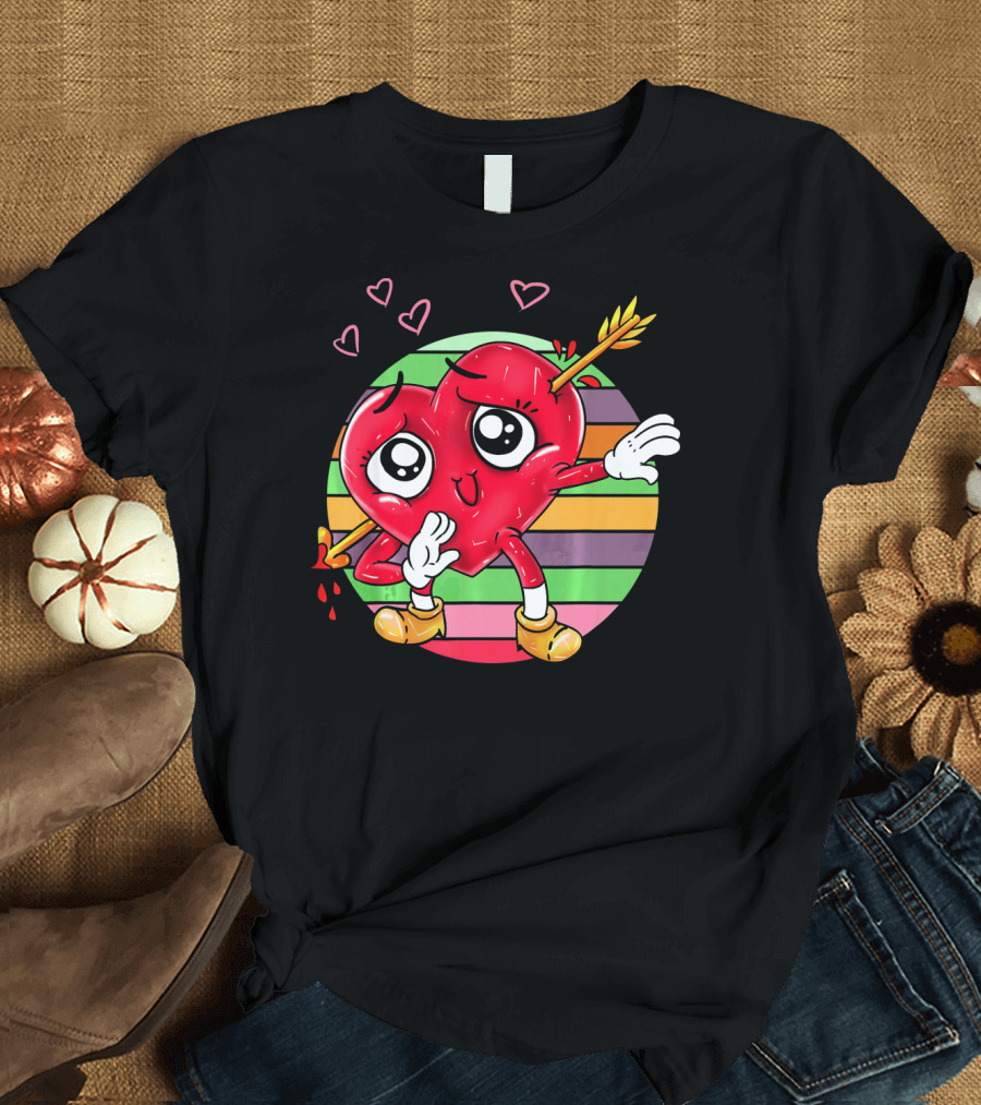 Heart Dabbing Valentines Love Arrow T-Shirt