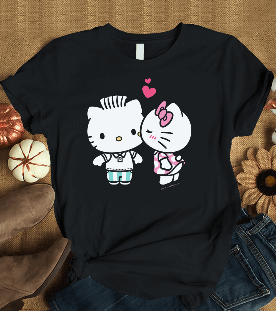Hello Kitty and Dear Daniel with Hearts and Kiss for Valentine's Day T-Shirt