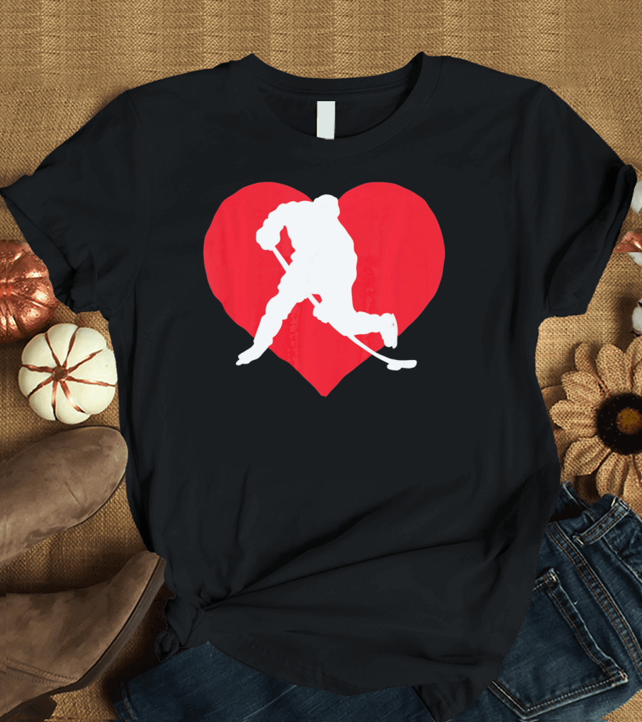 Valentine's Day Hockey Lover Heart T-Shirt