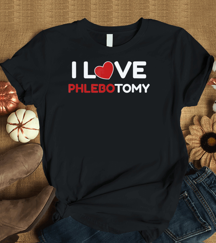 I Love Phlebotomy Red Heart Phlebotomy T-Shirt