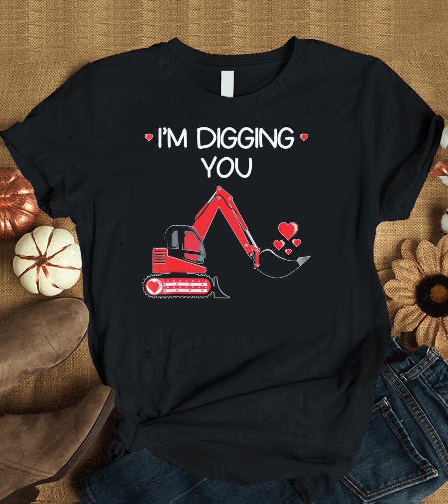 I'm Digging You Valentine Kids Tractor with Hearts T-Shirt
