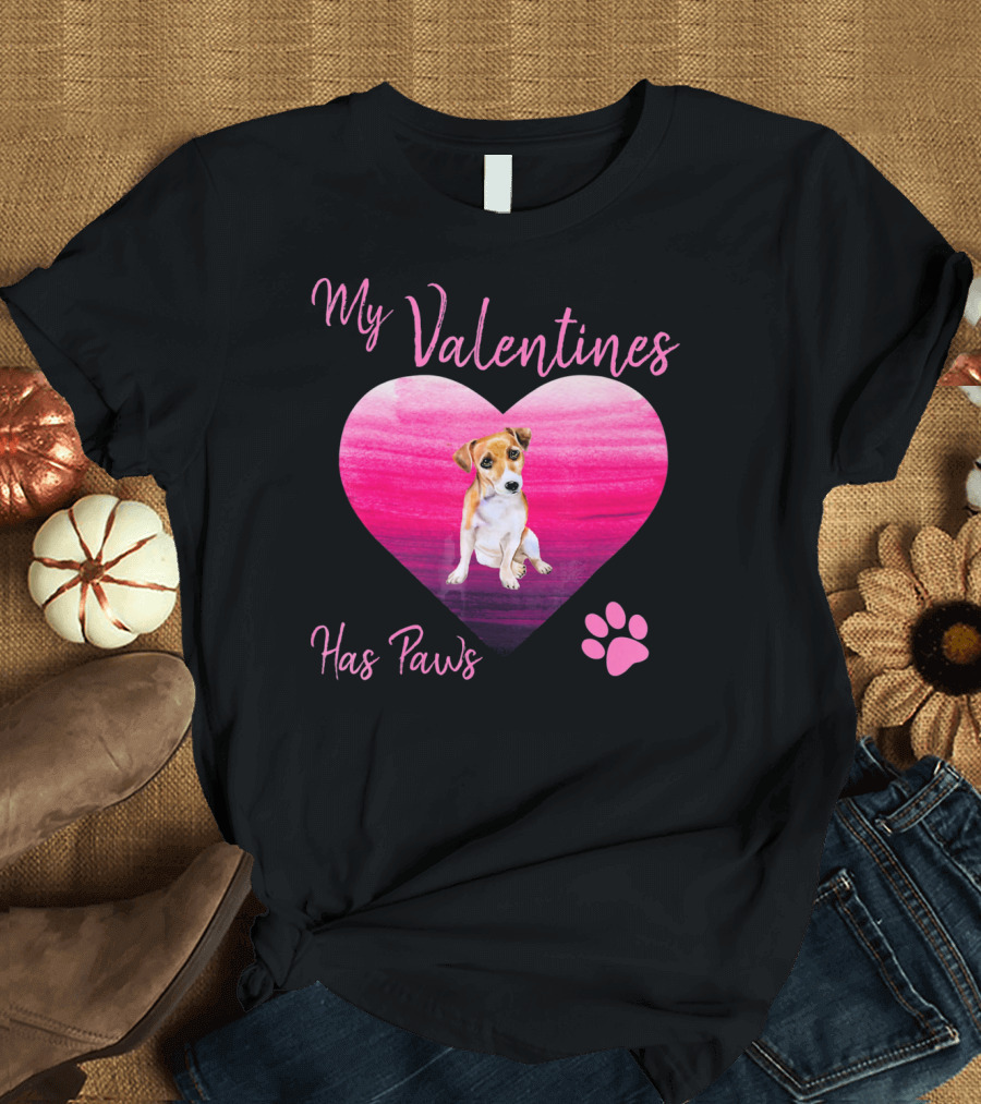 My Valentines Has Paws Jack Russell Terrier Dog Heart Valentine T-Shirt