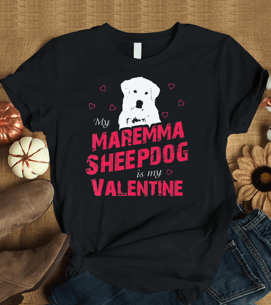 Maremma Sheepdog Valentine Love with Heart Accents T-Shirt
