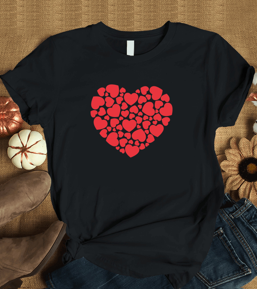 Red Hearts Forming Love Shape Valentine T-Shirt