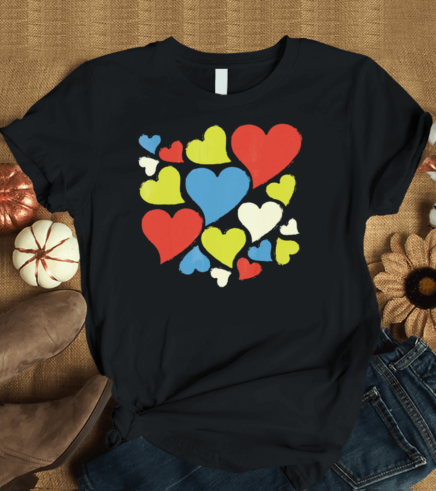 Retro Multicolor Hearts for Valentine's Day T-Shirt