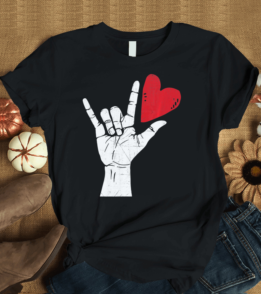 Sign Language I Love You Valentine Heart T-Shirt