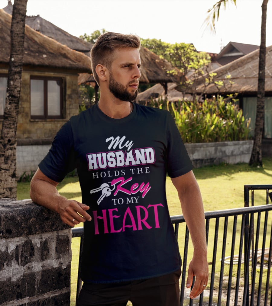 My Husband Holds The Key To My Heart Valentine's Day T-Shirt