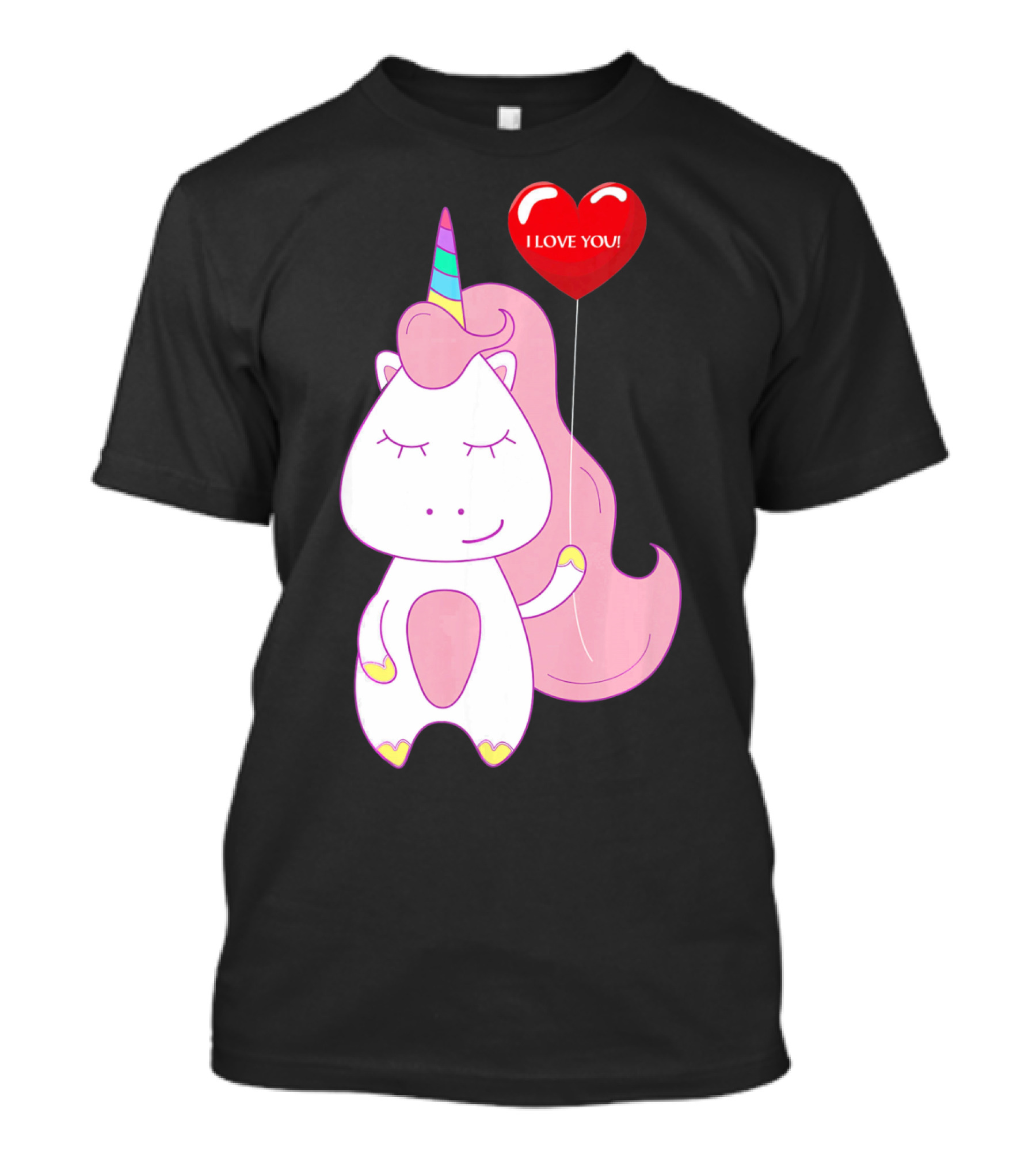 Unicorn Holding Heart Balloon With I Love You Message Valentine T-Shirt
