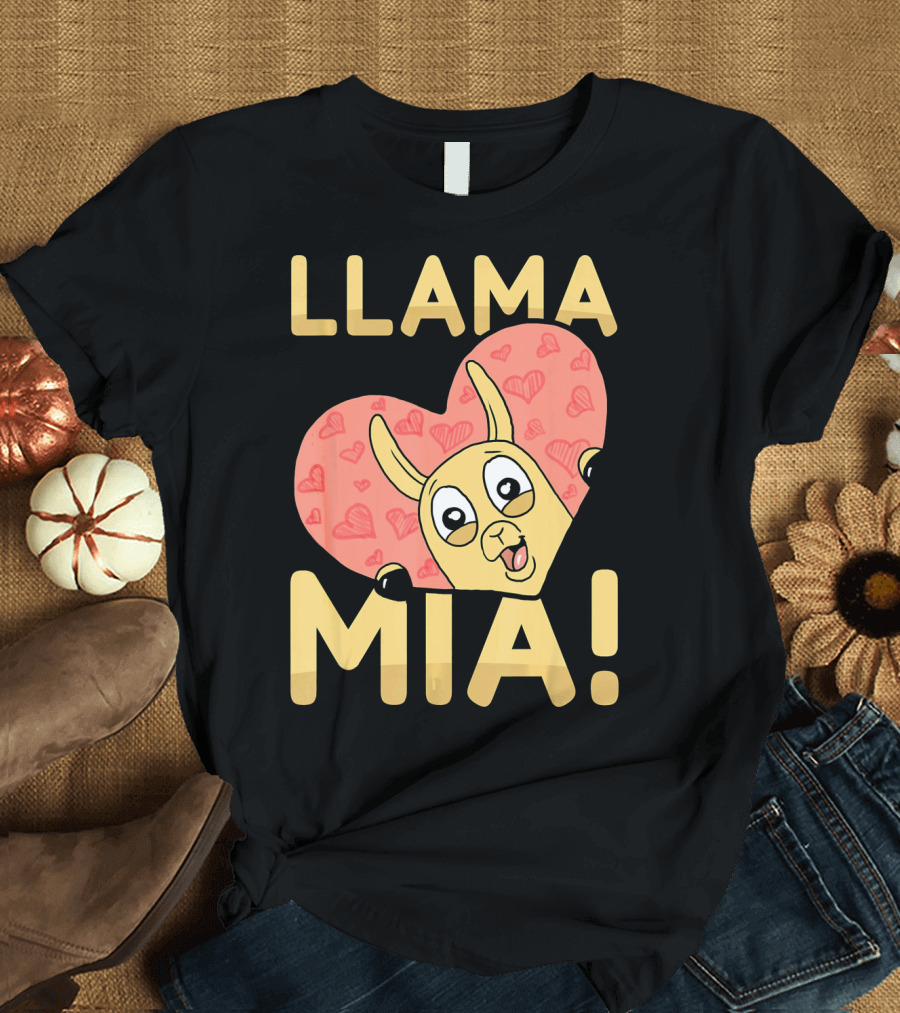 Llama Mia Love Heart Valentine's Day T-Shirt
