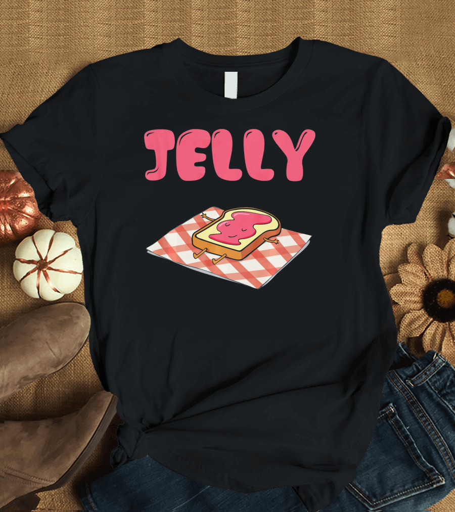 Jelly Sleeping on Toast with Red and White Checkered Blanket T-Shirt